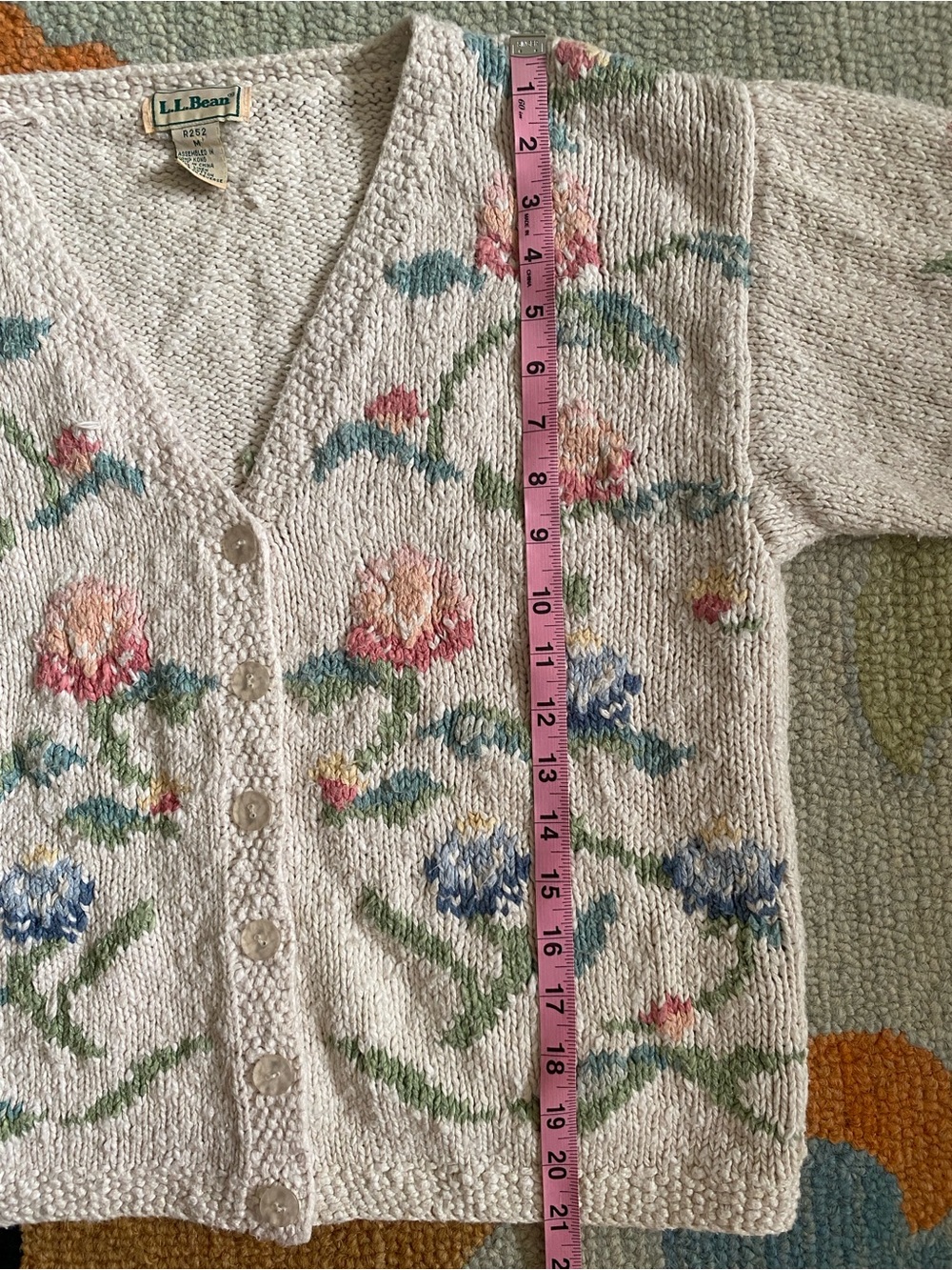 L.L. Bean Vintage Linen Blend Floral Cardigan - Picture 9 of 16